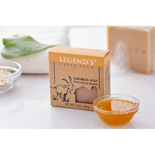Legend's Creek Farm Goat Milk Soap - Cleansing Moisturizing Soap Bar for Hands and Body - 5 Oz Creamy Lather, Nourishing, Gentle Natural Soap for Sensitive Skin (Oatmeal, Milk & Honey, Pack of 3)