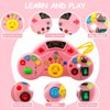 Montessori Toys Busy Board for Toddlers 2-4, LED Musical Light Switch Toys for 1-3 Year Old, Sensory Learning Activities for Kids 2-4, Preschool Educational Travel Toys for Boy Girl Birthday Gift Pink