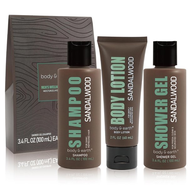 Gift Set for Men Bath and Body Wash Set for Men Includes Sandalwood Shower Gel, Body Lotion, Shampoo,Self Care Gifts for Men,regalos para hombre,Fathers Day Gifts,Birthday Gifts for Men