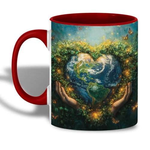 ANOVRA Earth Day Ceramic Mug - Love The Planet Coffee Cup - Eco Friendly Nature Art - Ceramic Coffee Mug for Environmental Awareness and Sustainability, 11oz