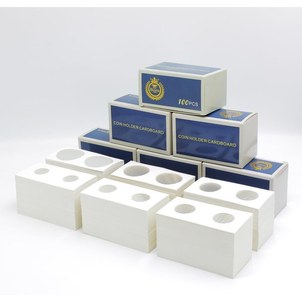 Boen 600PCS Coin Flips in 6 Sizes Cardboard Coin Holders for Colletors 2x2 inch Coin Cardboard Coin Flips for Coin Collection (Coin Flips 6-600pcs)