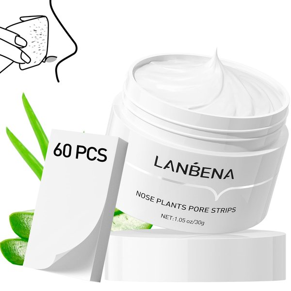 LANBENA Blackhead Remover for Face, 60 Pieces Pore Strips, Nose Plant Strips for Blackheads(1.05 Ounce), If The Cream was Curdled, Heat it Before Use