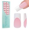 Vansiho French Tip Press on Nails, 150Pcs Long Square Pink Gel Nail Tips, French Square 3 in 1 Pre-French Gel Tips, Fake Nails for Nail Art DIY 15 Sizes