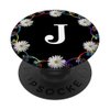Cell Phone Pop Out Holder,Black White Daisy Flower Letter J PopSockets Grip and Stand for Phones and Tablets