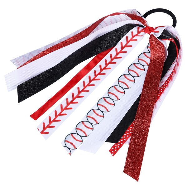 Baseball Hair Accessories Girls Softball Ribbon Pony Holder Streamer Hair Ties Elastic Band Glitter Bow Scrunchies Game Day Decor Accessories Back School Gift for Cheerleader Women Player