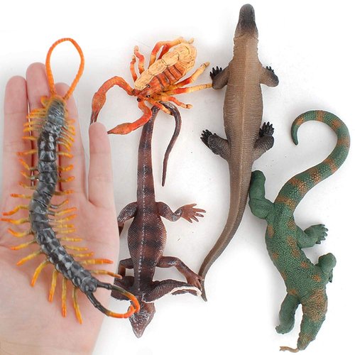 Fantarea 5 PCS Wild Life Jungle Animal Action Figures Model Goanna Chameleon Lizard Scorpion Scolopendra Party Favors Supplies Cake Toppers Set Toys for 5 6 7 8 Years Old Boys Girls Kid Toddlers