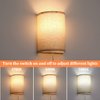 AVV Wall Sconces Set of Two, Wall Lamp Plug in with On/Off Switch, 2700K 4000K 5000K Selectable, Wall Lights for Bedroom, Living Room, Fabric Linen Lamp Shades, No Wiring Required