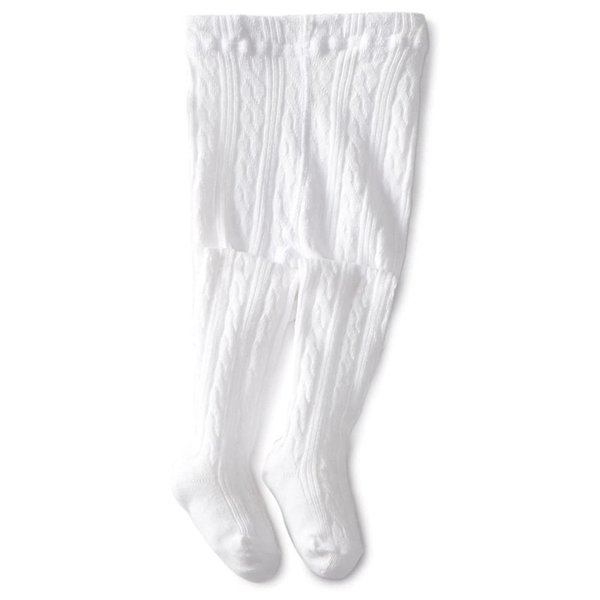 Jefferies Socks Baby Girls' Cable Tight, White, 18-24 Months