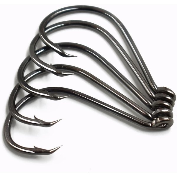 100pcs size 4#~6/0 Offset Point Octopus Hook with Closed Eye Black High Carbon Steel Sport Circle Hook (6/0（100pcs）)