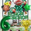 14Pcs Football Balloons, Football Birthday Party Decorations Sports Theme Birthday Party Decoration Include 40Inch Green Number Balloon for 6th Football Birthday Party Supplies