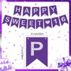 Sweet 16 Birthday Decorations for Girls Purple Happy Sweet 16 Birthday Banner Hanging Swirls Purple Silver Sweet 16 Party Decorations for Girls Boys Purple Sweet Sixteen Birthday Party Supplies