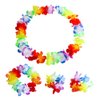Hawaiian Leis Luau Tropical Headband Flower Crown Wreath Headpiece Wristbands Women Thicker Necklace Bracelets Hair Band For Summer Beach Vacation Pool Party Decorations Favors Supplies Set Red
