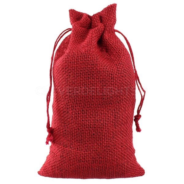 CleverDelights 6" x 10" Red Burlap Bags - 25 Pack - 6x10 Inch Jute Burlap Drawstring Sacks