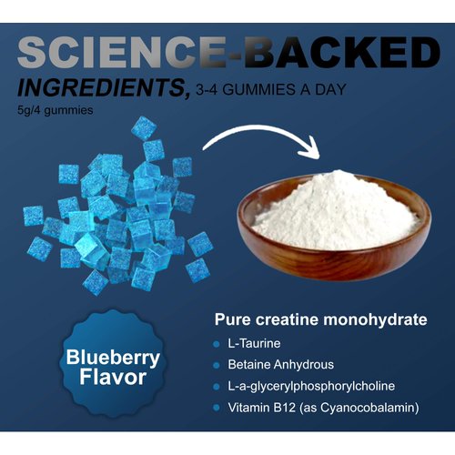 Creatine Monohydrate Gummies for Men & Women - Sugar Free & Vegan Advanced Formula W/L-Taurine + Vitamin B12 - for Muscle Strength, Muscles Builder, Recovery, Energy Boost, Pre-Workout Supplement