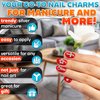 110 Pcs Silver Nail Charms and Gems - Complete Art Set with Cross, Planet, Piercing Ring & Silver Star Nail Charms Designs with Rhinestones - Easy-to-Apply, Sturdy Acrylic for Stylish Manicures