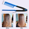 2-Pack Hair Straightening Comb Set - Flat Iron Comb for Beautiful Tresses, Hair Straightener Comb with Firm Grip, Ideal for Knotty Hair, Styling Comb, Hair Comb for Straight Hair (Blue).