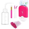 Shmian Eyelash Cleaning Kit for Lash Extension, Rose Mini Portable USB Lash Fan + 50 Lash Shampoo Brushes+1 Nose Blackhead Facial Cleansing Brush+1 Plastic Rinse Bottle-Eyelash Extension Supplies