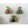 Generic small antique bronze metal jeweled hair claw clips steampunk hair clip with (Primary color: Pink), 1 Count (Pack of 1)