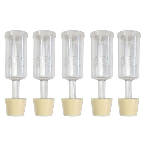 Box Brew Kits (5 Pack) Three-Piece Airlock and Drilled #6 Stopper Fermentation Beer Making Wine Making Kombucha Fits Gallon Jugs (5)