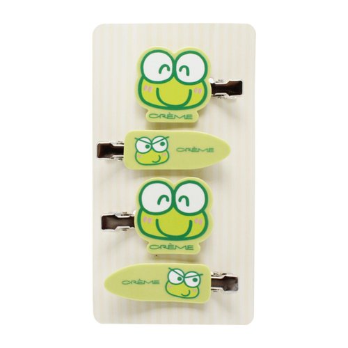 The Crème Shop X Keroppi Hair Clips Hair Clips - Crease-Free, Comfortable, Teeth-Free Design, Prevents Hair Damage, Cruelty-Free, Vegan, Limited Edition (Pack of 4)
