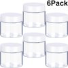 6 Pack Plastic Pot Jars Round Clear Leak Proof Plastic Container Jars with Lid for Travel Storage, Eye Shadow, Nails, Paint, Jewelry (6 oz, White)