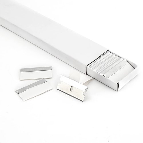 FOSHIO 100PCS Stainless Steel Single Edge Razor Blades, Individually Wrapped Blades for Razor Blade Scraper, Removing Labels, Stickers, Decals, Gasket, Cleaning Glass Stove Top, Window