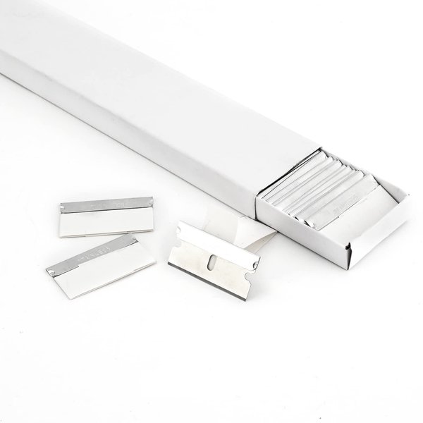FOSHIO 100PCS Stainless Steel Single Edge Razor Blades, Individually Wrapped Blades for Razor Blade Scraper, Removing Labels, Stickers, Decals, Gasket, Cleaning Glass Stove Top, Window