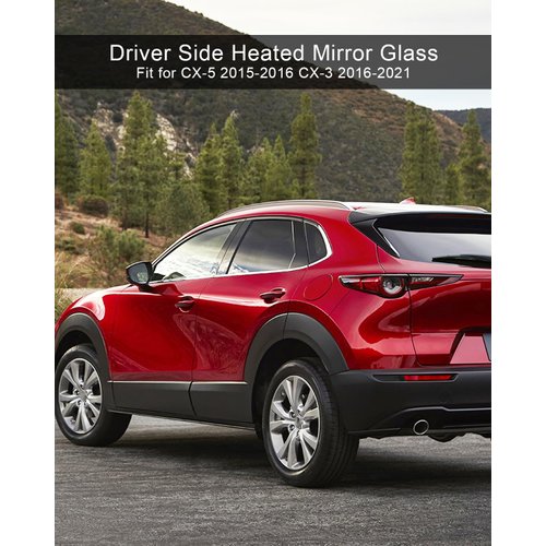 PNYZIK Driver Side Heated Mirror Glass with Blind Spot Monitoring Fit for CX-5 2015 2016 CX-3 2016-2021 Replace KA0G-69-1G7 KR24-69-1G7, Left Side Rear View Mirror with Backing Plate
