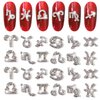 WOKOTO 24Pcs Silver Zodiac Nail Charms Rhinestones For Nails Zodiac Charms For Jewelry Making Nail Art 3d Nail Zodiac Charms For Women Girls Silver Nail Charms Nail Gems Diamonds For Acrylic Nails