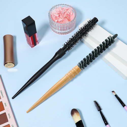 Small Mini Round Bristle Brush for Blow Drying, Professional Hair Styling Roller for Short Curly Hair, Bangs and Beard Care (2 Styles)