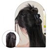 2PCS Messy Bun Hair Piece Claw Clip in Hair Bun Hair Piece Claw Clip in Straight Hair Half Bun Ponytail Extension Chicken Feather Shuttlecock Head Fountain High Ponytail for Women Girls (Dark Brown)