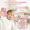 Qoosea Mini Karaoke Machine with 2 Wireless Microphones Portable Bluetooth Microphone with Speaker for Kids and Adults 5W Output Speaker with Light Birthday Gifts for Girls Ages 4~12+ Years Old (Pink)