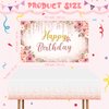 72 Pieces Birthday Decorations for Women Girls Included Backdrop Tablecloths Balloons Floral Garland Happy Birthday Party Supplies for Ladies Birthday Party Decor (Rose Gold)
