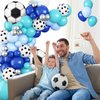 Soccer Balloon Arch Garland Kit, Royal Blue White Teal Blue Balloons Decorations with Soccer Foil Balloons for Men Women Teen Kids Soccer Football Theme Birthday Party Decor Supplies