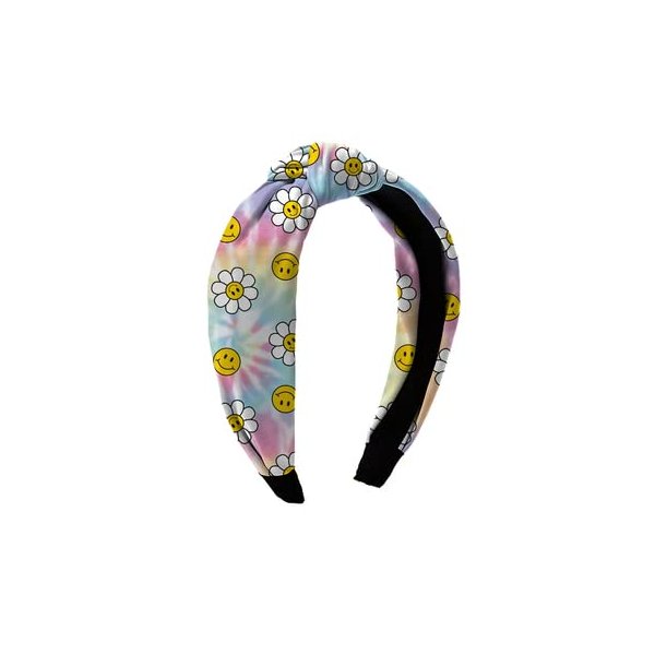 Top Trenz Top Knot Printed Headband Fashion Headband Girls Hair Accessories (Tie Dye Daisy)