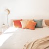 MONDAY MOOSE Decorative Throw Pillow Covers Cushion Cases, Set of 4 Soft Velvet Modern Double-Sided Designs, Mix and Match for Home Decor, Pillow Inserts Not Included (18x18 inch, Orange/Teal)