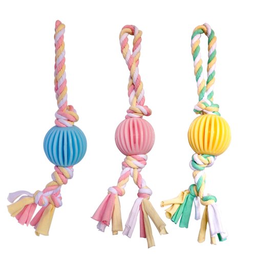 VIMIGOO Latex Dog Chew Toy,Rope and Ball Dog Toy,Dog Toy for Dog Training, Exercise, Agility, Chase (Ball)