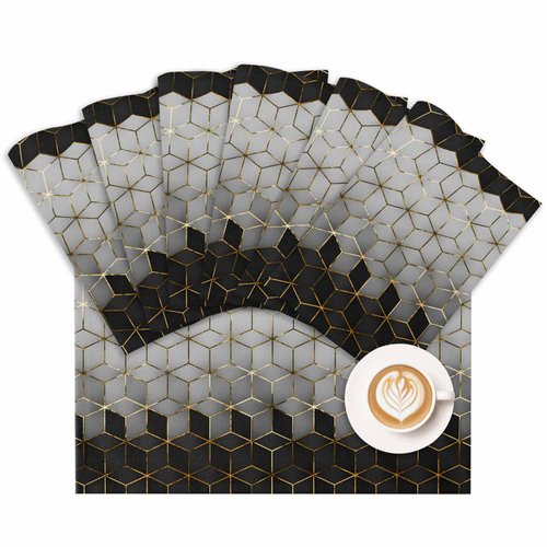 Placemat Abstract Black Gray Geometric Plaid Placemats for Dining Table Modern Art Table Mat Home Party Kitchen Table Decorations Decor Set of 6