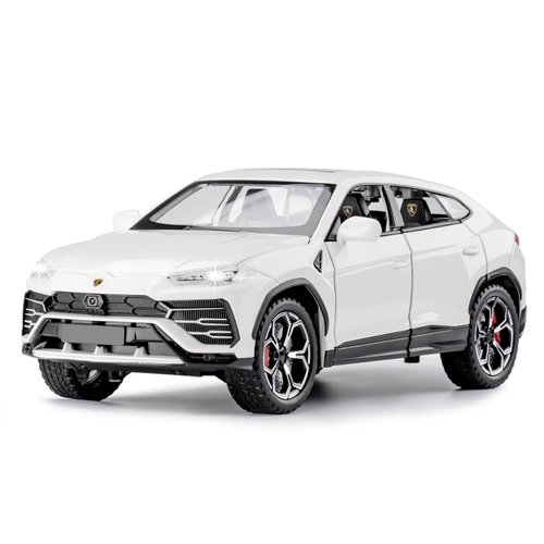 SASBSC Toy Cars for Boys Lambo Urus Car Toys for 3 4 5 6 7 8 Year Old Boy Metal Cars for Kids Diecast Model Cars with Light and Sound Birthday Gifts (White, 1:24)