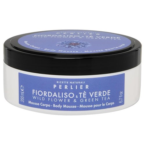 Perlier Wild Flower and Green Tea Body Mousse, Hydrating Formula with Coconut Oil, 6.7 oz