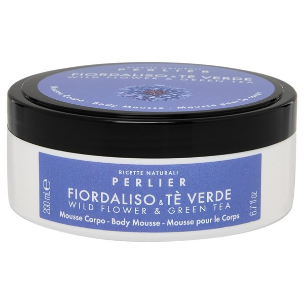 Perlier Wild Flower and Green Tea Body Mousse, Hydrating Formula with Coconut Oil, 6.7 oz