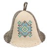 Ukrainian Wool Sauna Hat for Men and Women Ornament Blue Protect Hair - Sauna Cap for Men - Banya Hat for Men - Felt Sauna Hat Wool - Sauna Hair Protector