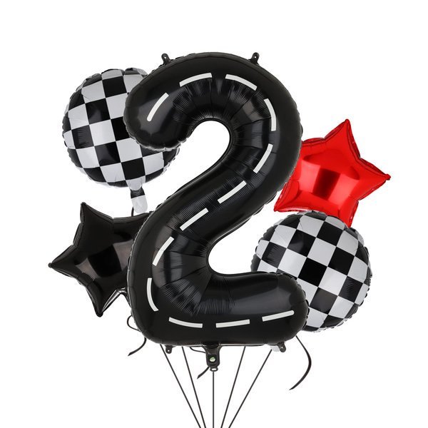 Race Car Birthday Balloons 40 Inch Racetrack Number Balloon 2 Black Boys Two Fast Birthday Race Car Theme Party Decor Supplies 5 Pcs Mylar Balloon