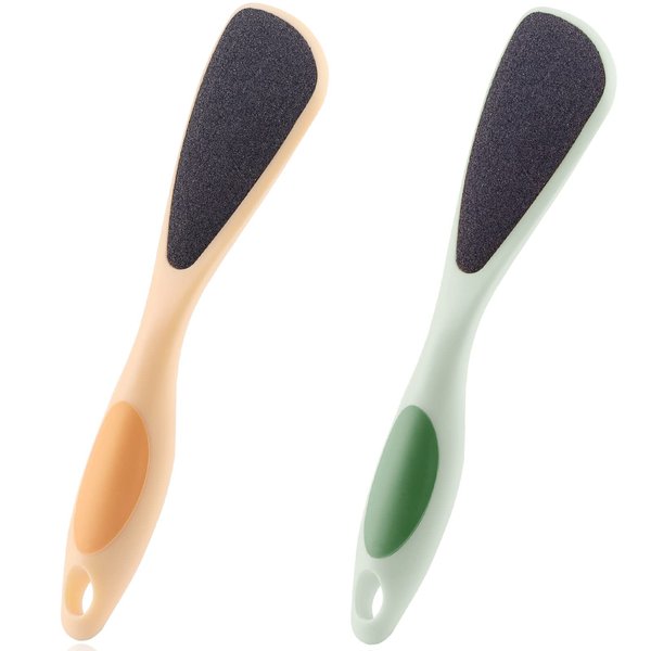 IAPPADORE 2 Packs Foot Pumice for Feet Double-Sided, Foot Scrubber Stone with Handle, Ergonomic Easy to Reach, Feet Scrubber with Fine-Grained Frosted Stones, for Callus Removal