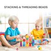 Montessori Toys Bead Sequencing Set, Wooden Lacing Beads &Stacking Shape Colors Blocks Threading Toys, Toys for 2 3 4 5 6 Year Old Educational Preschool Learning Toys Gifts for Kids Boy Girl Toddler