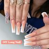 600PCS No C Curve Nail Tips for Acrylic Nails Professional, XXL Clear Nail Tips Straight Square Flat Nails Tips, Extra Long Acrylic Nail Tips Half Cover Fake Nails for Nail Salon and Home DIY 12 Sizes