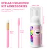 Buqikma Lash Shampoo for Lash Extensions 60Ml/2.11fl.Oz Eyelash Extension Cleanser Gentle Foaming Eyelash Shampoo Bath Eyelash Cleaning Kit with Lash Shampoo Brush Mascara Brush for Salon Home Care