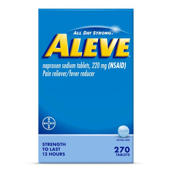 Aleve Pain Reliever & Fever Reducer Tablets, Naproxen Sodium, Headache Pain Relief, Back and Body Pain Relief Medicine, 270 Count