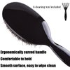 Boar Bristle Hair Brush Paddle Detangling Brush and Comb Set for Curly Fine Wavy Natural Tangled Hair, Anti-frizz Styling Hairbrush Comb for Women Men, Boar Nylon Bristle Cushioned Brush