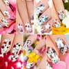 168 Pieces 12 Sheets Full Wraps Nail Polish Stickers Flower Print Self-Adhesive Nail Art Decal Strips Manicure Kits Colorful Flower Full Cover Nail Decal Strips with Nail File (Bright Style)